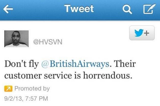 Promoted Tweet tegen British Airways